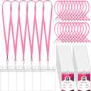 Marspark 100 Set Name Tag Lanyards with ID Holder Clear ID Name Badges Cruise Lanyards Bulk Clip Waterproof Plastic Card Holders for Adults Kids Business School Office Supplies (Pink)