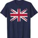 Retro Union Jack Vintage British Flag Shirt Great Britain UK T-shirt, Size S