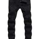 ZLZ Slim Fit Biker Jeans, Men's Super Comfy Stretch Skinny Biker Denim Jeans Pants (34, Black01)