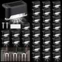 32 Pcs Solar Deck Lights Outdoor, Waterproof LED Solar Step Fence Lights for Stairs, Step, Railing, Patio, Driveway, Garden, Pathway and Yard(Black Shell Cool White Light)