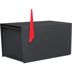 Modern Post-Mounted Mailbox, Heavy Duty Mailbox with Flag, Weatherproof Mailboxes for Outside Galvanized Steel and Rust-Proof Metal Post Box, 20 x 10 x 10 Large Black Heavy Gauge Mailbox