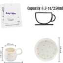 Koythin Ceramic Coffee Mugs Set with Saucer, 250ml / 8oz Cute Floral Coffee Mug Irregular Latte Art Cup, Coquette Cups for Cappuccino, Cocoa (Great Love)