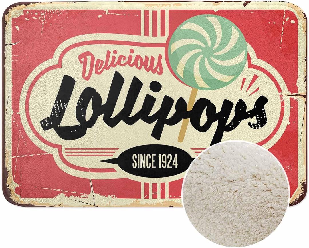 Candy Store Sign Bathroom Mat Rugs Microfiber Faux Cashmere Thick Plush Bath Mat Non-Slip Water Absorbent Bath Carpet for Bathtub Bathroom Floor Tub 20 x 30 Inch (2'8" x 1'8" (Rectangular))