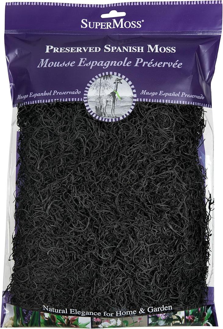 SuperMoss (26973 Spanish Moss Preserved, Black, 8oz (8.00 Ounce (Pack of 1))