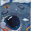 for iPhone 14 Pro Max Cute Case, Cool Cartoon Astronaut Planet Moon Space Design Stylish TPU Bumper Shockproof Anti-Slip Protector Fashion Case (Blue Moons, iPhone 14 Pro Max)