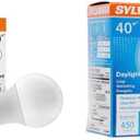 Sylvania ECO LED A19 Light Bulb, 60W Equivalent, Daylight - 8 Pack (40883) & Sylvania LED Light Bulb, 40W Equivalent A19, Efficient 6W, Medium Base, 450 Lumens,2 Count (Pack of 1)
