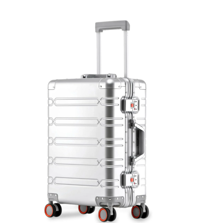 All Aluminum Carry On Luggage 22x14x9 Airline Approved，Zipperless Luggage Premium Aluminum Suitcase Luggage, Hard Shell Carry On Luggage with Spinner Wheels (silver, 20inch)