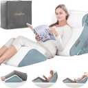 Kingfun 4PCS Orthopedic Bed Wedge Pillow Set for Headboard, Post Surgery Memory Foam Support Pillows for Back, Neck and Leg Pain Relief, Adjustable Triangle Pillow - Acid Reflux, Anti Snoring & GERD (Navy)