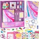 PERRYHOME DIY Journal Kit for Girls Ages 8-14, DIY Girl Journal Set for Teenage Girls Scrapbook & Diary Kits, Journaling Art Crafts Kit Teen 8 9 10 11 12 13 14 Year Old Girl Birthday Gifts - Purple (Purple Journal Kit)