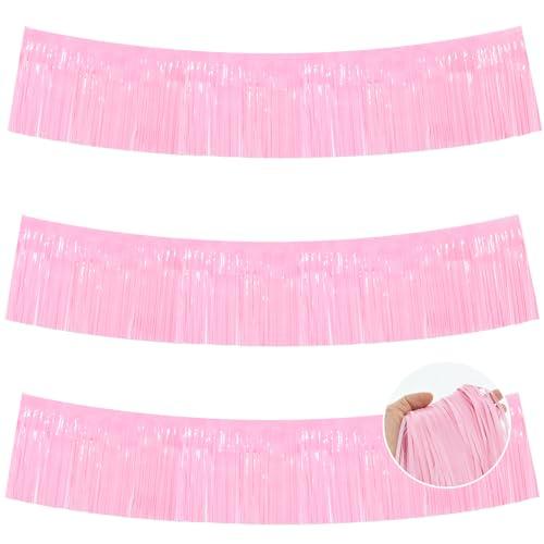 BEISHIDA 8 Packs Metallic Foil Fringe Garland Macaron Pink Wall Hanging Tinsel Fringe Banners for Car Floats Bridal Shower Wedding Birthday Easter Graduation Holiday Party Decoration(30 Feet)