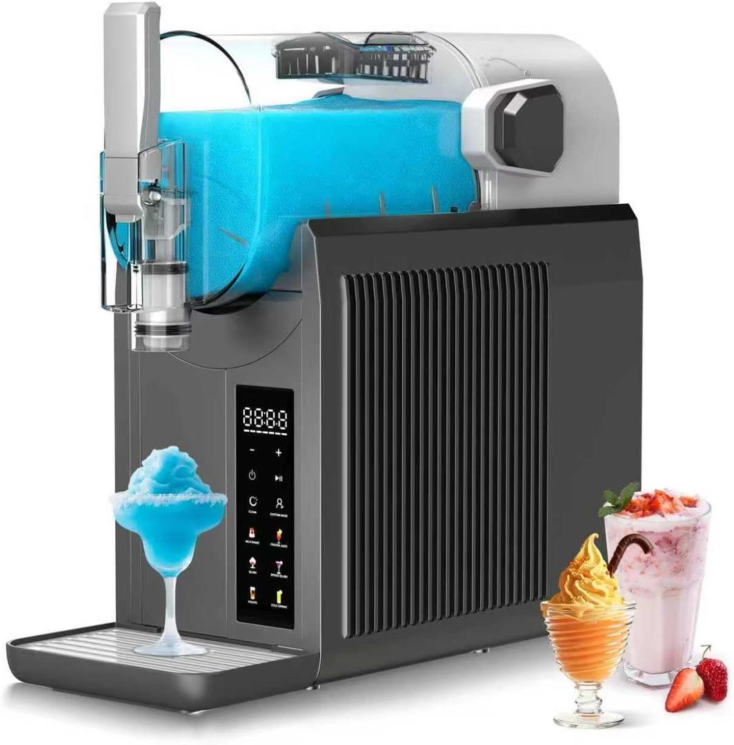 Slushie Machine, 92oz Liquid Capacity Frozen Drink Maker, LED Display, 6 Preset Programs, Slushie Maker for Ice Cream, Frappés, Milkshake, Frozen Margaritas, Smoothies (Self-Cleaning) (Black Grey)
