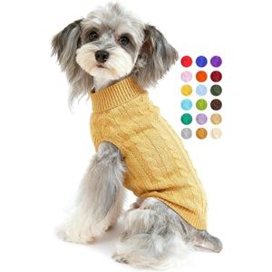 Dog Sweater for Small Medium Large Dogs - Warm Winter Turtleneck Knit Dog Sweaters Soft Pet Cat Clothes Christmas Coat Indoor Outdoor Use for Puppy Kitten Male Female Girl Boy Pets (Khaki Apricot)