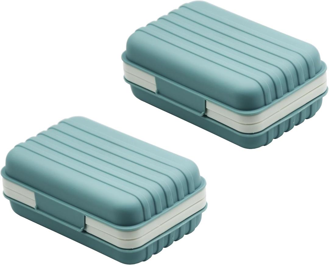 2 Pack Travel Soap Case Holder,Portable Soap Box with Draining Layer for Shower,Bathroom,Camping,Hiking,Gym