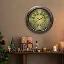 Illuminated Large Metal Outdoor Clocks Waterproof 18 Inches With AI Auto Light Smart Sensor,Extra Big Indoor Outdoor Wall Clocks With Thermometer & Hygrometer for Patio, Pool, Garden,Porch (Oil Rubbed Bronze)