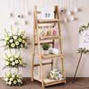 Wooden 4-tier Foldable Ladder Shelf, Light Oak Wedding Treat Gift Stand, 45.5 x 16 x 13.5 Inch