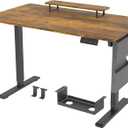 Whole Piece 1-Inch Thick Standing Desk with Side Storage Bag, Cable Management Tray, Monitor Stand Riser, Electric Adjustable Height Rising Table, Ergonomic Office Computer Desks 47.2x23.6 Inch