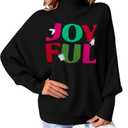 Christmas Sweaters for Women Merry Sweater: Oversized Turtleneck Sweaters 2025 Long Batwing Sleeve Xmas Pullover Tops M