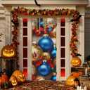 Christmas Ball Door Cover Washable High Elastic Fabric Front Door Cover for Festive Party Home Decor,32x79Inch