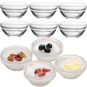 Orkim 3in 2.5oz Small Clear Glass Ramekins Custard Bowls, 10 Pack Mini Glass Dipping Sauce Cups Pinch Bowl, Little Kitchen Condiment Ingredient Prep Salad Dishes, Dishwasher Microwave Freezer Safe