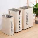 92L Large Laundry Hamper with Leather Handle,Standable Laundry Basket with Wheels ,Large Hamper,Rolling Laundry Basket White (Super Large 27.5", Beige/XXL)