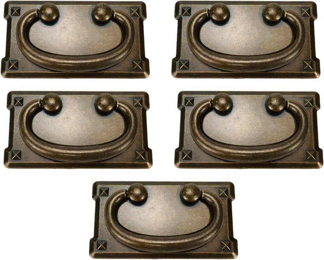 5pcs Horizontal Bail Pulls 3 Inch Cabinet Rectangular Drop Ring Boxes Pulls Zinc Alloy Hardware Replacement Handle