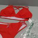 Tainehs Women's Push Up V Neck Bikini Sets Criss Cross Back Two Piece Bathing Suit (Medium, Red)