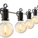 LED G40 Outdoor String Lights Patio Lights 100FT with 104 LED Shatterproof Bulbs, Weatherproof Commercial Hanging Lights for Backyard Bistro Pergola Party Decor, E12 Socket Base, 2200K, Black