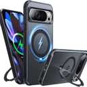 2 x 360 Spin Magnetic Stand for Google Pixel 9 Pro XL Case, 12FT Mil-Grade Protection, Fit for Magsafe, Anti-Fingerprint, Non-Slip Shockproof Slim Pixel 9 Pro XL Phone Case with Kickstand, Black