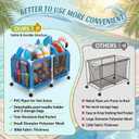 280 Gallon 69" Pool Storage Bin XXL Extra Large Swimming Pool Float Storage Bin, Pool Noodles Holder, Toys, Floats, Balls and Floats Equipment Mesh Rolling Bin for Garden Lawn, 69" Lx32 Wx35 H (Blue)