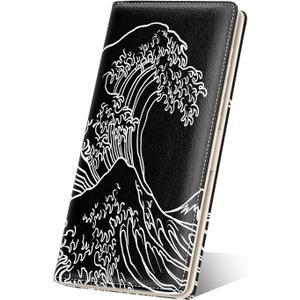 Nipichsha Womens Wallet, RFID Slim Wallets for Women, Thin Ladies Credit Card Holder Purse, Cute Leather Bifold Clutch Billfold with 11 Card Slots & ID Window, Night Ocean