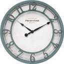 Presentime & Co 10" Farmhouse Series Wall Clock, Shiplap Style, Silent No Ticking, Raised 3D Arabic Numeral, Aged Teal Finish