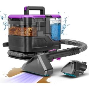 Portable Carpet Cleaner & Upholstery Cleaner Machine - 21Kpa Carpet Cleaner Machine, Self-Cleaning, Deep Cleaner for Pet Stains, Cars, Couch, Rug, Furniture with Dual Brush, Large Tank, Purple