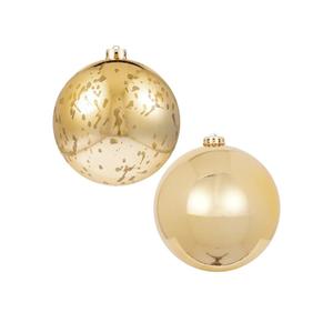 XmasExp Large Christmas Ball Ornaments,2pcs Gold Giant Shatterproof Plastic Hanging Mercury Xmas Ball Decorations Christmas Tree Ornaments (Gold, 6")