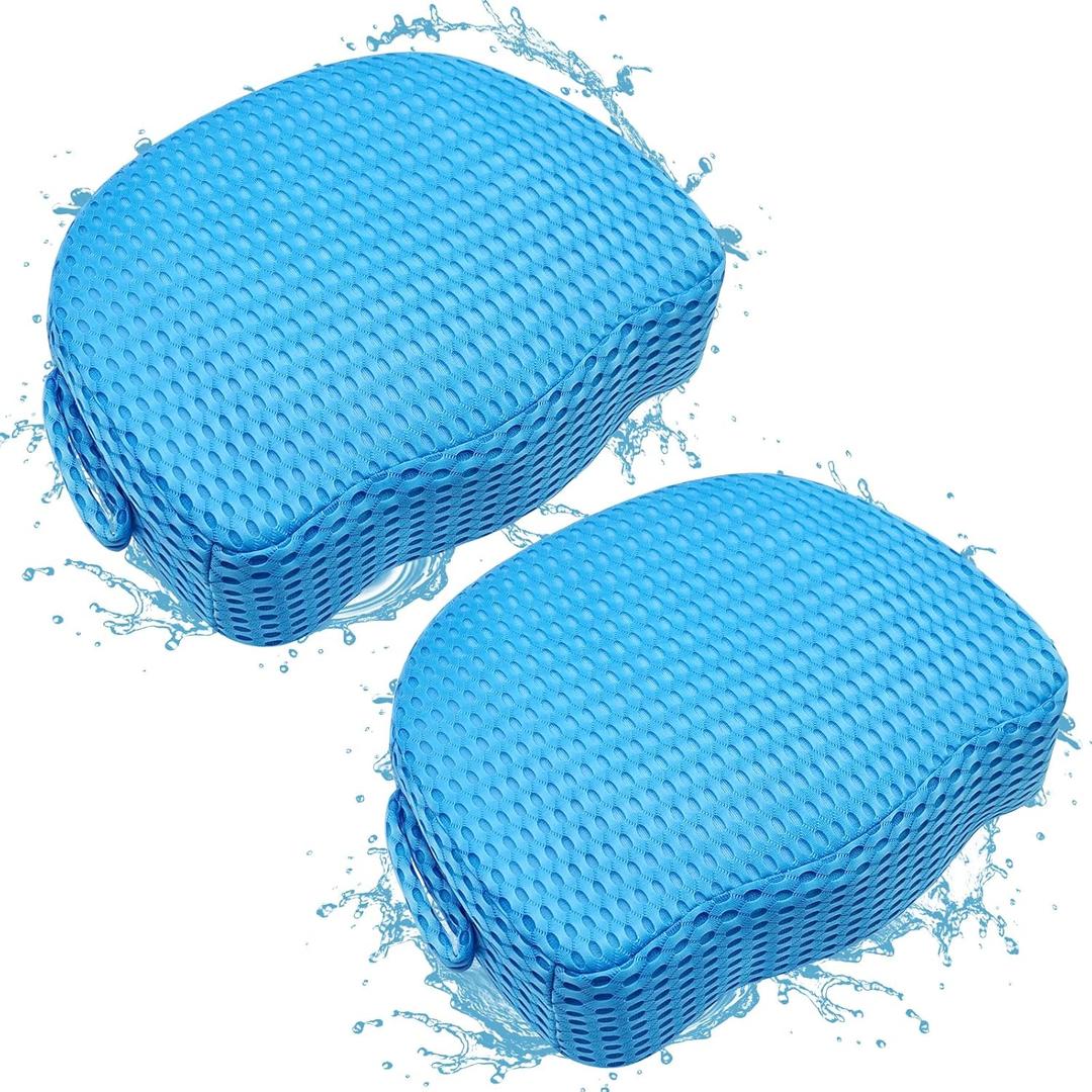 Premium Weighted Hot Tub Booster Seat for Adults (2 Pack), 3D Air Mesh Spa Seat Cushion with Non-Slip Micro Dot Bottom, Quick-Dry Ergonomic Hot Tub Seat Riser for Indoor Outdoor Spa & Jacuzzi