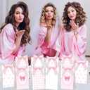 ojustbeok 24Pcs Pink Bow Favor Bags with Stickers Pink Bowknot Paper Gift Bags Bow Party Favor Candy Goody Bag for Girls Women Birthday Engagement Baby Bridal Shower Bachelorette Party Supplies