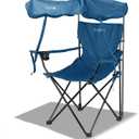 Living + Folding Camping Chair with Canopy Shade, Beach Chair, Steel Frame, Cup Holder, Portable and Lightweight, Comfortable Design, Sun Protection for Outdoor, Beach, Camping, Picnic