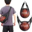 Soulchen 3 pcs Single Ball Bag with Zipper Pocket Mesh Ball Storage Bag with Buckle Clip Sport Equipment Drawstring Sling Storage Net for Carrying Basketball Soccer Football Volleyball