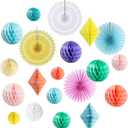 20Pcs Multi-Color Paper Honeycomb Decoration Kit for Candy Bar Birthday Party Decor Pastel Colour Baby Bridal Shower Wedding Party Supplies Rainbow Home Club Bar Decoration Spring Easter Party (Candy)