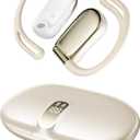 Open Ear Headphones, 0.28oz Lightweight Next-Gen Bluetooth 5.4 Air Conduction Wireless Earbuds w/Extra Bass, 48H Playtime, 3 EQ Modes, ENC Mic, IPX5, Snug Fit for Workout Running Beige
