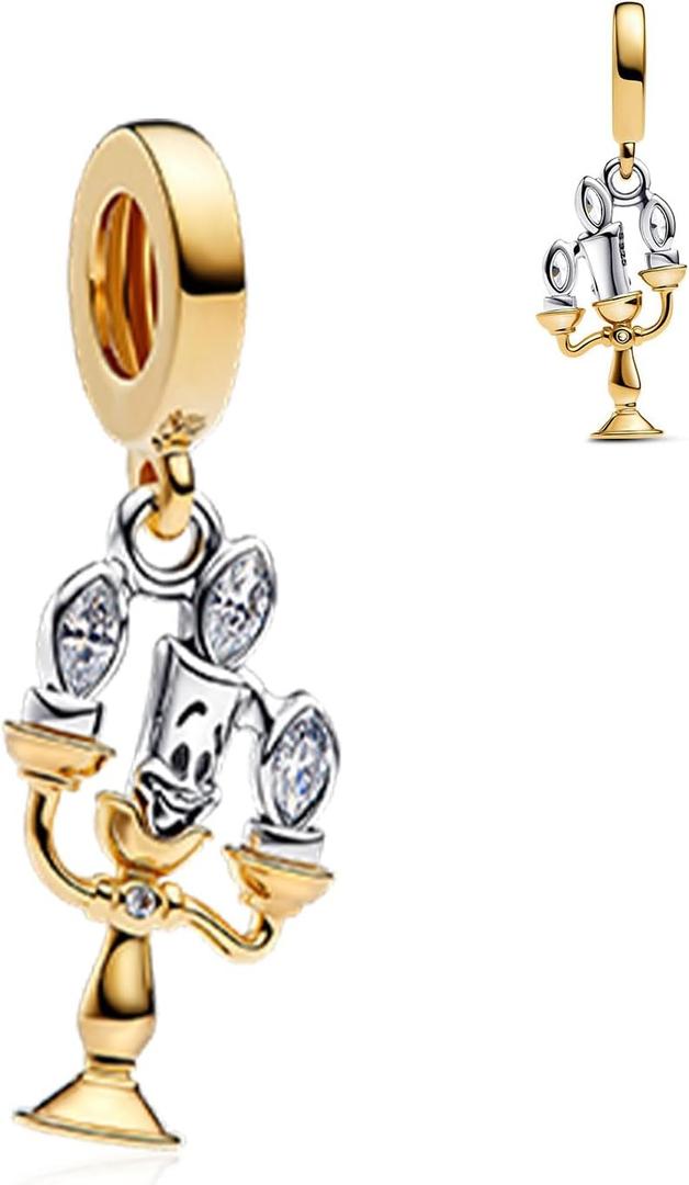 S925 Sterling Silver Gold Plated Romantic Charms, Gifts for Mom Girlfriend Family on Valentine's Day Birthday Christmas Anniversary, Bracelet Necklace Bead Charm