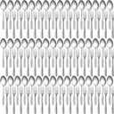 100 Pieces Forks and Spoons Silverware Set Stainless Steel Flatware Cutlery Set Dinner Forks and Spoons Mirror Polished Dishwasher Safe Utensil for Kitchen Restaurant or Home