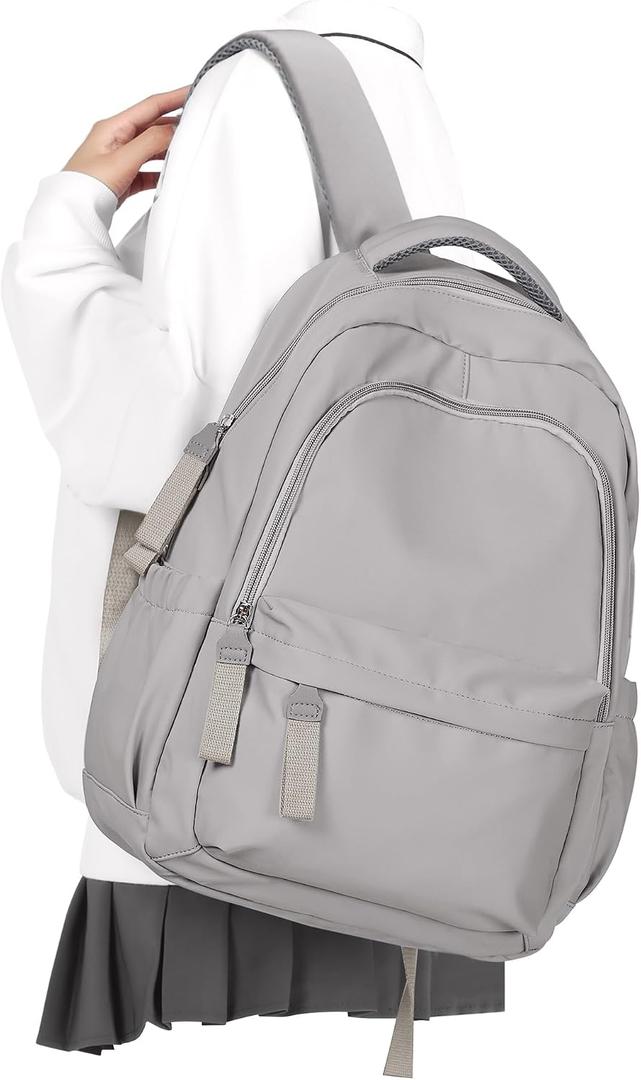 winspansy Small Backpack For School Girls Boys Aesthetic Lightweight Travel Daypack Simple Cute Backpack For Women Men College High School Bookbag Fit 14 Inch Laptop,Rrey Brown