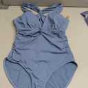 SHAPELLX One Piece Swimsuit Women Tummy Control Bathing Suit Full Coverage Slimming Swimwear Ruched Swim Suit Blue M