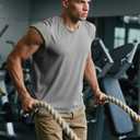 Mens Gym Tank Tops Sleeveless Shirts Cut Off Quick Dry Muscle Shirt Running Beach Loose Fit Tee (Gray, XL)