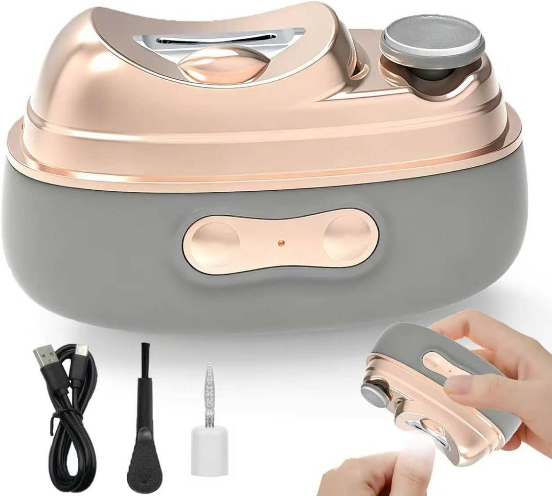 4 in 1 Electric Nail Clipper, Automatic Nail Clipper with 2 Polisher & UV Light, Rechargeable Nail Trimmer with LED Light & Nail Scraps Storage, Ideal Electric Nail Clippers for Seniors, Adult