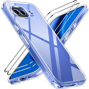 ivoler 3-in-1 for Google Pixel 10a Case 6.3'' [1 Case + 2 Screen Protectors], Military-Grade Shockproof Clear Protective Cover, Ultra-Transparent Slim TPU Phone Case - Clear