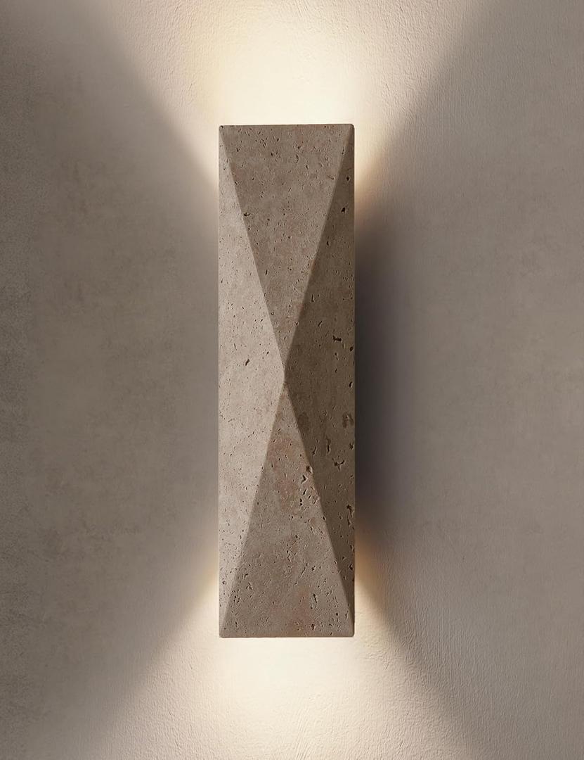 Alabaster Wall Sconce, 15.74" Natural Marble Wall Sconce Vanity Light Fixture for Living Room, Modern Wall Light, Marble Lighting for Bedroom, Staircases Entryway