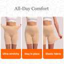 Women's Slip Shorts for Under Dresses Anti Chafing High Waisted Seamless Smooth Safety Shorts (Beige, L)