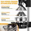 Cast Iron Juicer, Manual Citrus Press, Heavy-Duty Hand Press Fruit Squeezer with Detachable Stainless Steel Parts & Stable Base for Orange Lemon Lime Grapefruit, Home & Commercial Use, Black