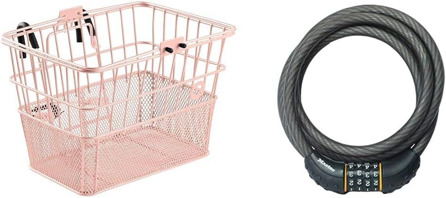 Retrospec Apollo Detachable Front Bike Basket Steel Half-Mesh with Integrated Detachable Hooks and Built-In Handle, Easy Assembly and Portability for Bicycles (Blush)